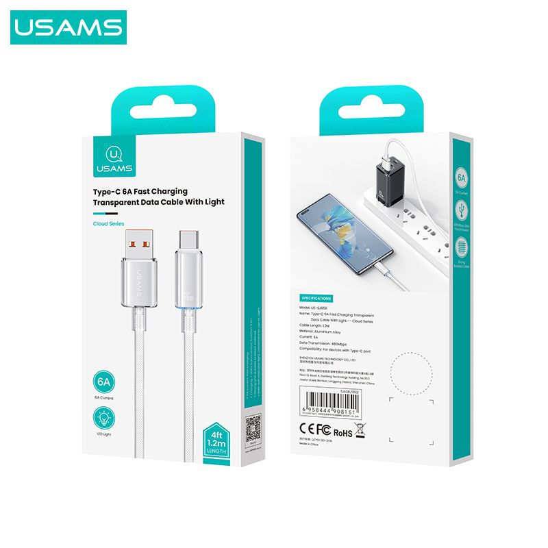 USAMS Cloud serijos 6A USB–C tipo jungtis aprašymas - Prekės nuotrauka
