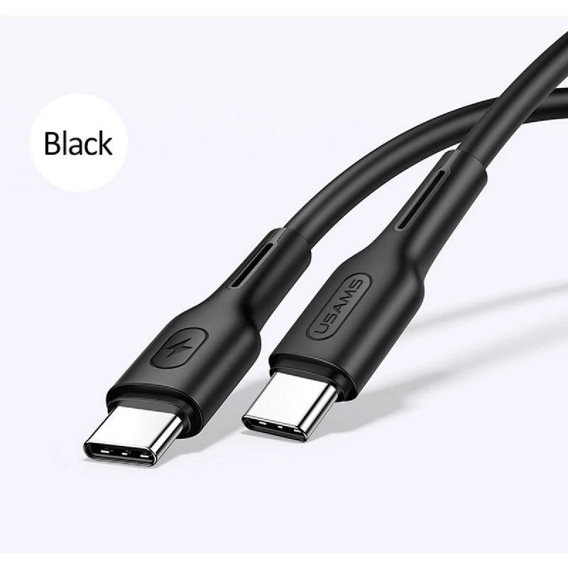 Usams U43 USB-C į USB-C greito įkrovimo laidas 100W, Juodas