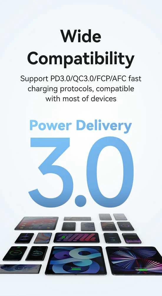 USAMS Laidinis įkroviklis CC254 30W GaNUSB-C/USB-A Fast Charging HC Series juodos spalvos CC254TC01
