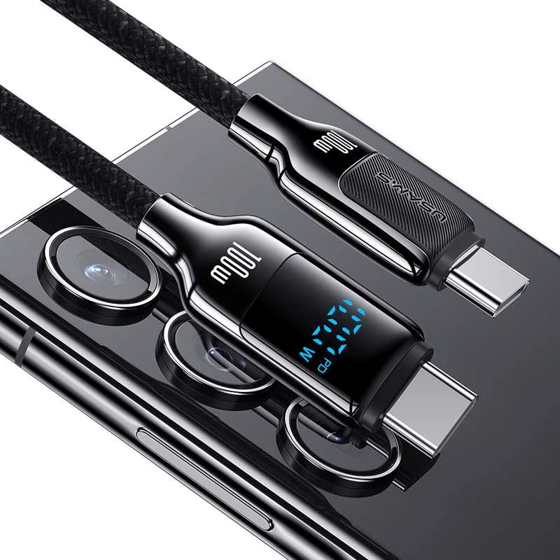USAMS USB-C į USB-C Kabelis 100W 1.2m Digital Ekranas Zinc Alloy Fast Charging Data Kabelis HX Seri