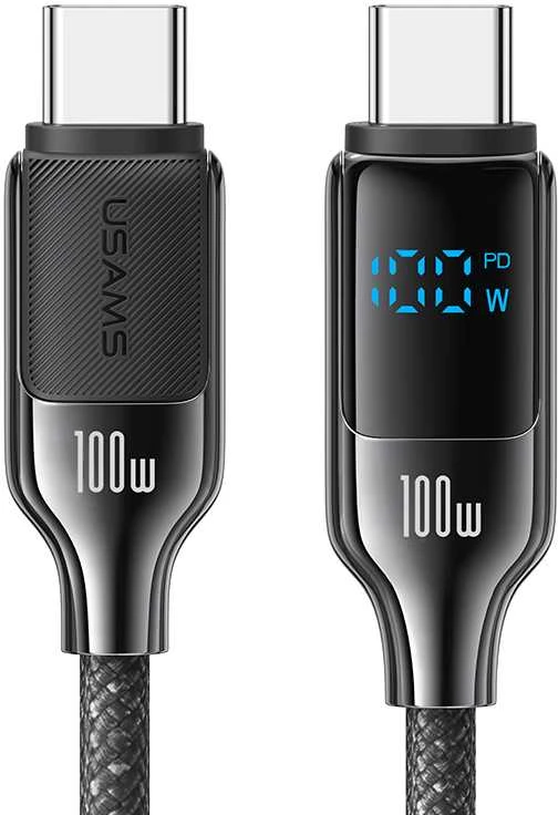 USAMS USB-C į USB-C Kabelis 100W 1.2m Digital Ekranas Zinc Alloy Fast Charging Data Kabelis HX Seri