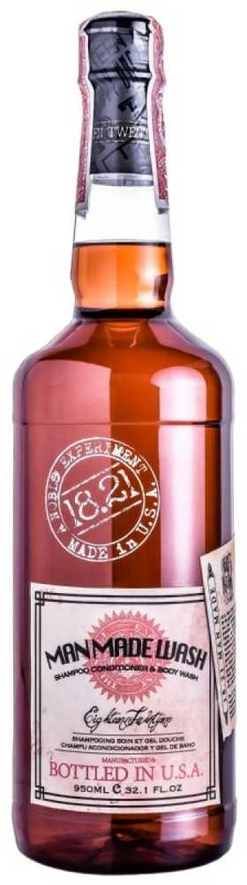 18.21 Man Made Wash Sweet Tobacco daugiafunkcė priemonė vyrams 3in1: šampūnas, kondicionierius ir kūno prausiklis viename, 950 ml