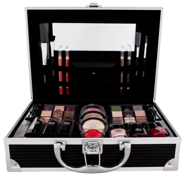 2K Games 2K All About Beauty Train dėklas Juodas makiažo paletė moterims, 60,2 g