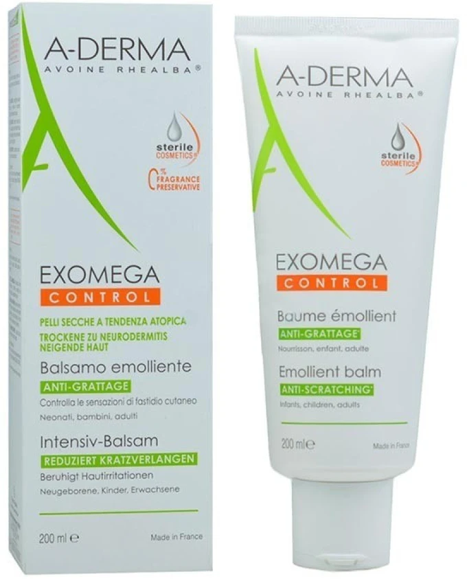 A-Derma Exomega Control Emollient Balm balzamas sausai ir jautriai odai, 200 ml