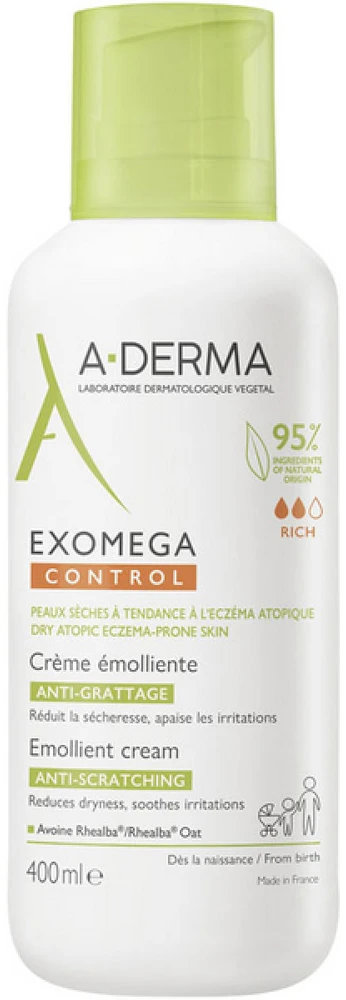 A Derma Exomega Control Emollient Kreminis veido ir kūno kremas-emolientas sausai, atopinei odai 400ml
