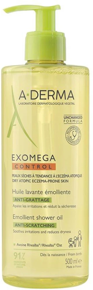 A-Derma Exomega Control Emollient Shower Oil dušo aliejus, 500 ml