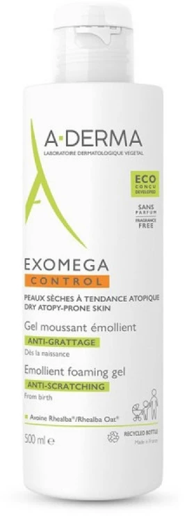 A-Derma Exomega Control Gel Espumoso Emoliente, 500 ml
