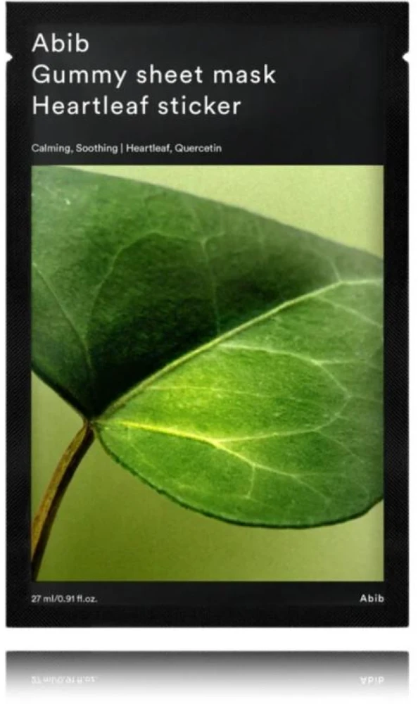 Abib Gummy Sheet Mask Heartleaf Sticker Face Mask raminanti ir glotninanti lakštinė veido kaukė, 27 ml