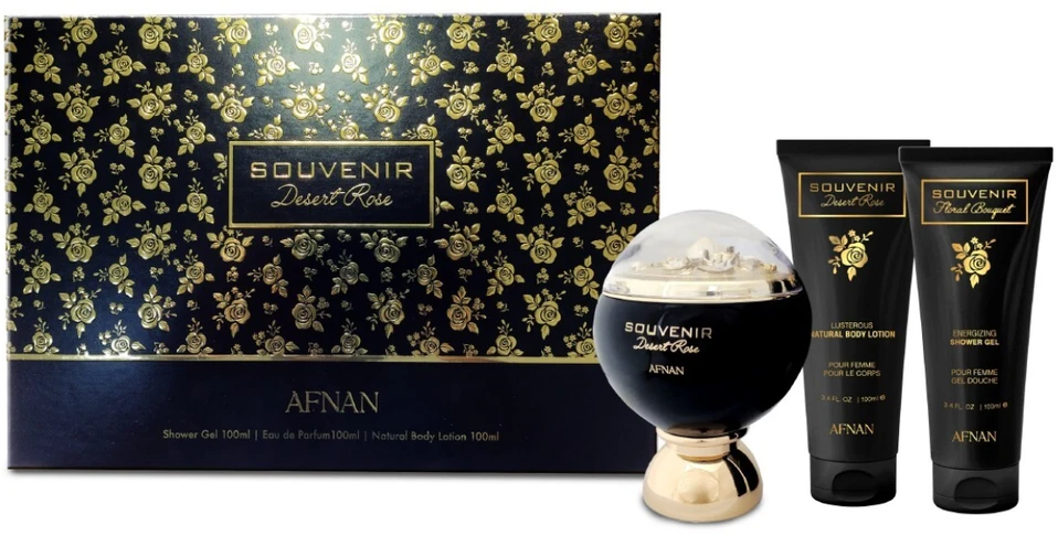 Afnan Souvenir Desert Rose - EDP 100 ml + dušo želė 100 ml + kūno losjonas 100 ml