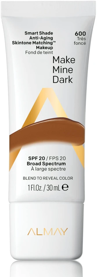 „Almay Smart Shade“ tonusą atitinkantis skystas makiažo pagrindas „600 Make Mine Dark 20 SPF“, 30 ml