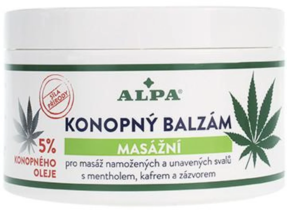 Alpa Cannabis Balm balzamas masažui su kanapių aliejumi, 250 ml