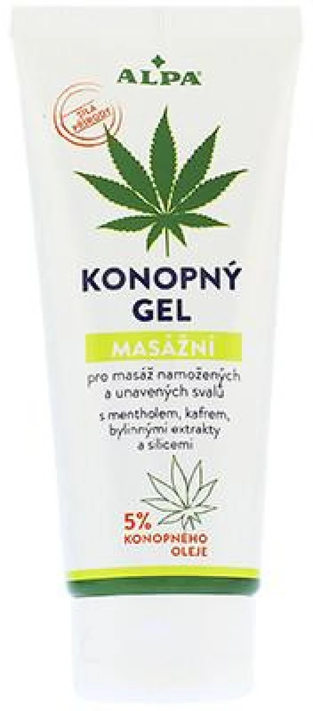 Alpa Cannabis Massage Gel gelis masažui su kanapių aliejumi, 100 ml