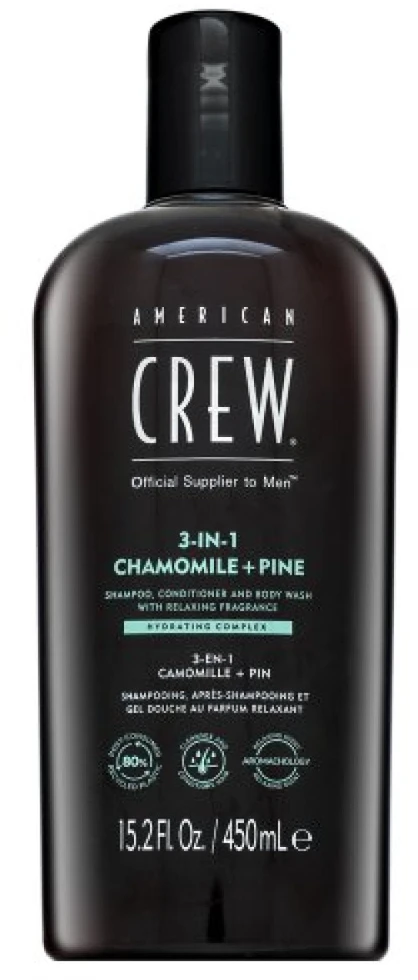 „American Crew“ 3 viename ramunėlių ir pušies kvapo skalbiklis, 450 ml