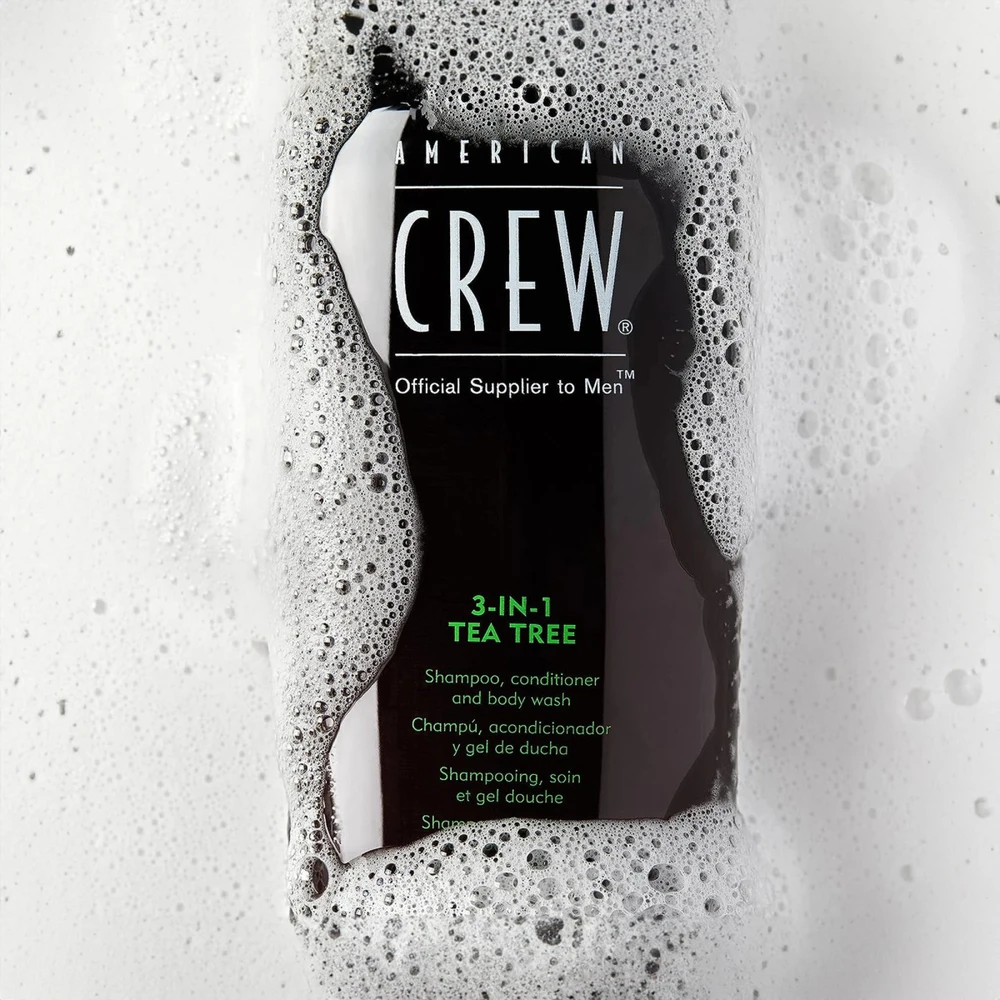 „American Crew 3in1 Tea Tree“ šampūnas, kondicionierius ir prausiklis kūnui, 100 ml