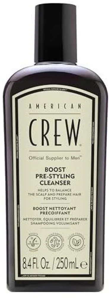 American Crew Boost Pre-Styling Valiklis apimties suteikiantis paruošiamasis šampūnas vyrams, 250 ml