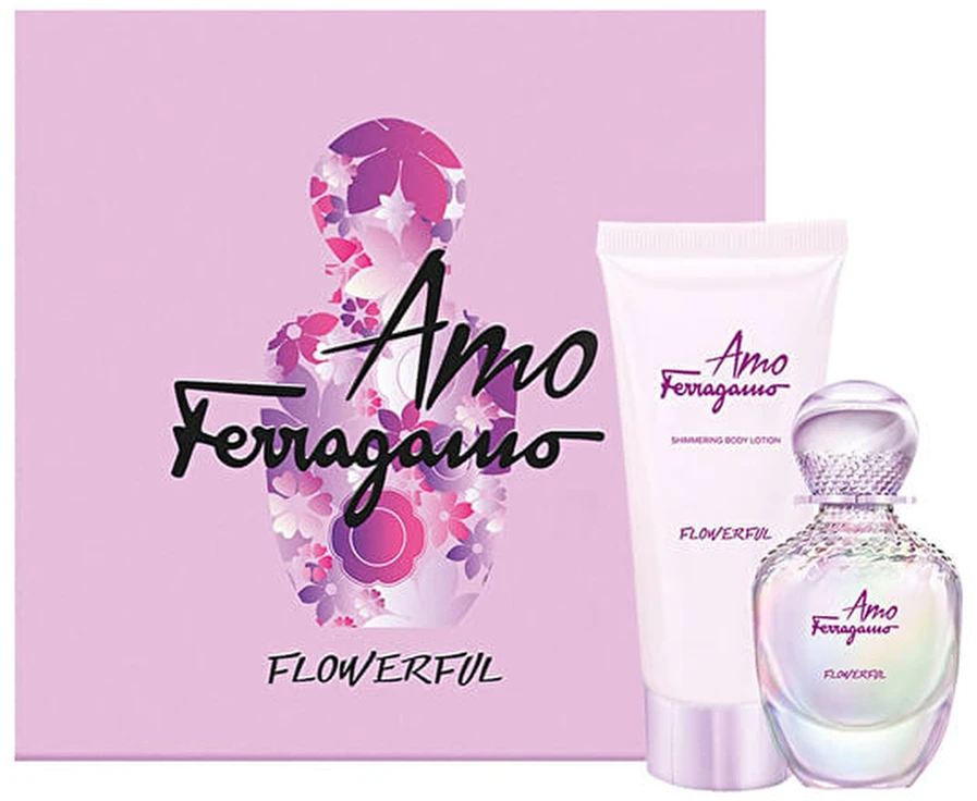 „Amo Ferragamo“ – „Flowerful“ rinkinys „Salvatore Ferragamo“: „Amo Ferragamo Flowerful“ tualetinis vanduo moterims, 50 ml + „Amo Ferragamo Flowerful Shimmer Day & Night“ losjonas kūnui, 100 ml