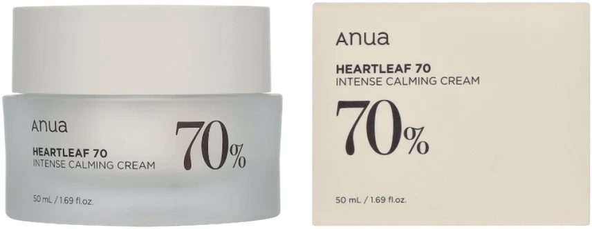 Anua Heartleaf 70% Intense Calming Kreminis raminantis veido kremas, 50 ml