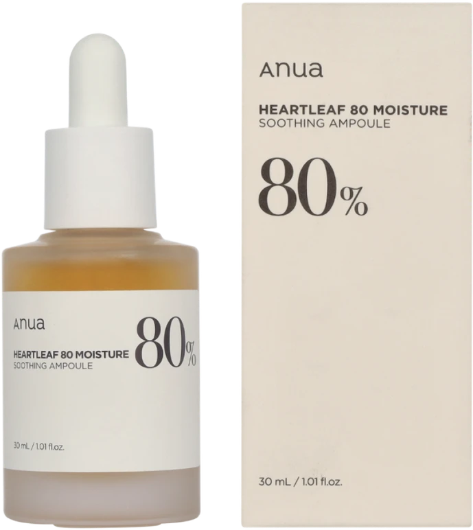 Anua Heartleaf 80% Moisture Soothing Ampoule Raminamasis serumas, 30 ml