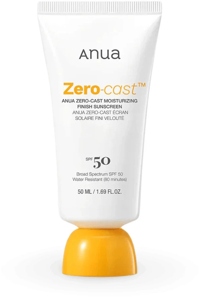 Anua Zero-Cast Moisturising Finish Sunscreen apsauginis veido kremas nuo saulės, 50 ml