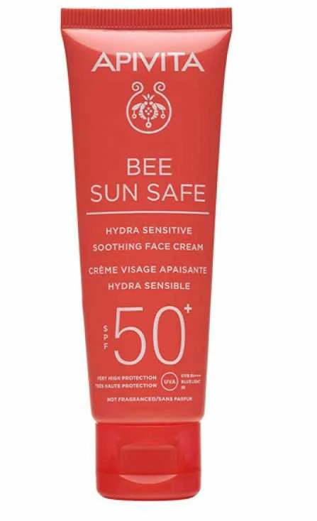 Apivita Bee Sun Safe Hydra Sensitive raminamasis veido kremas SPF 50+ 50ml