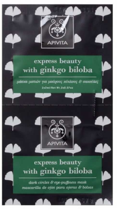 Apivita Dark Circles And Eye-Puffiness Mask With Ginkgo Biloba veido kaukė 2x2ml