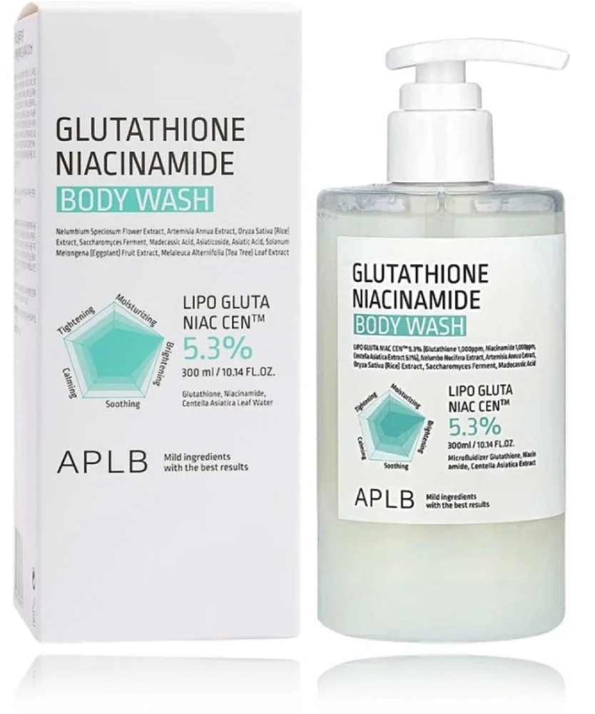 APLB Glutathione Niacinamide Kūno prausiklis kūno prausiklis visiems odos tipams, 300 ml