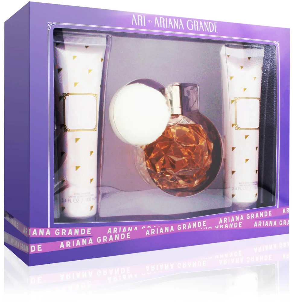 Ariana Grande Ari rinkinys moterims (EDP, 100 ml + kūno pienelis, 100 ml + dušo želė, 100 ml)