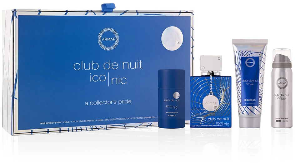 "Armaf Club De Nuit Mėlyna Iconic" - EDP 105 ml + kietasis dezodorantas 75 g + purškiamasis dezodorantas 50 ml + dušo želė 100 ml