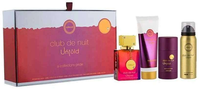 „Armaf Club De Nuit Untold“ – EDP 105 ml + kūno losjonas 100 ml + kietas dezodorantas 75 g + kūno purškiklis 50 ml