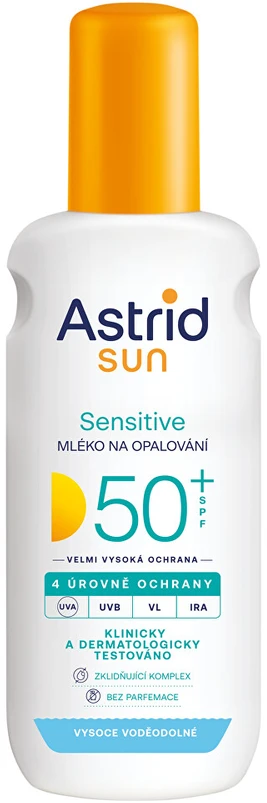 Astrid Purškiamas įdegio pienas Sensitiv SPF 50+ Sun 150 ml