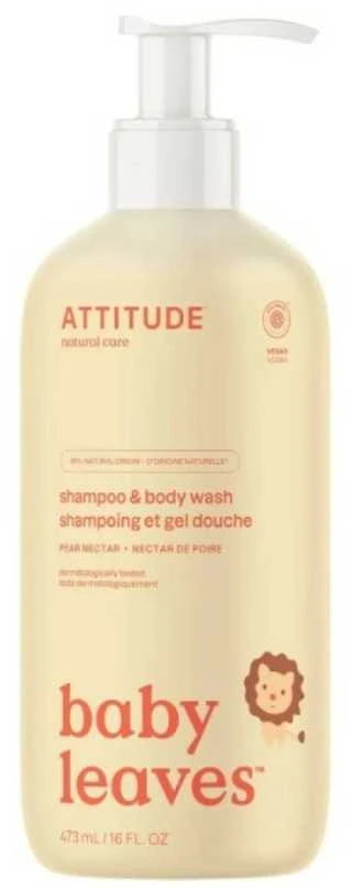 Attitude Children´s body soap and Šampūnas with the scent of pear juice Baby Leaves (Šampūnas & Kūno prausiklis), 473 ml