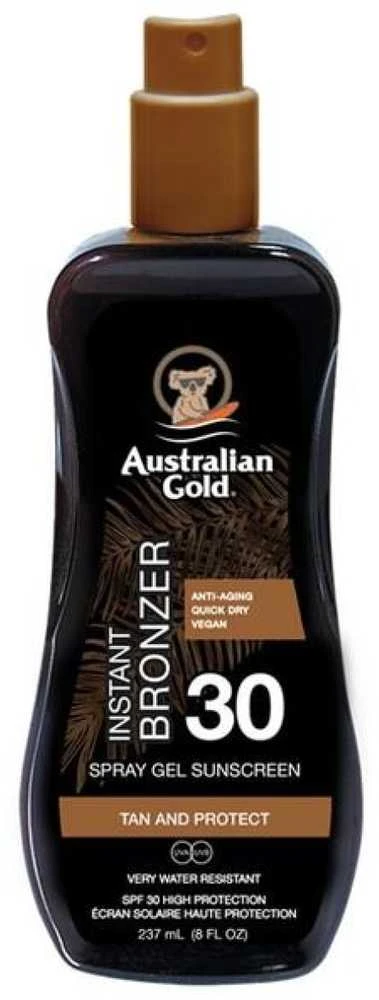 Australian Gold Spray Gel Sunscreen SPF30 Apsauginis purškiamas pienelis nuo saulės su bronzantais, 237 ml