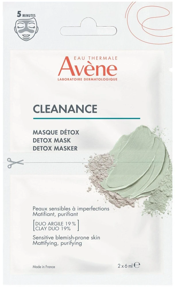 Avène Cleanance Detox Mask veido kaukė, 2 x 6 ml