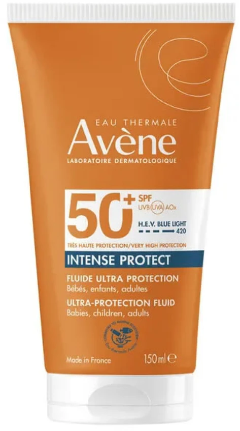 Avéne Eau Thermale Intense Protect Ultra Vanduo-Resistant Fluid SPF 50+ apsauginis fluidas nuo saulės, 150 ml