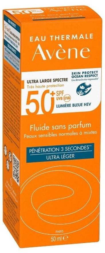 apsauginis veido kremas Avène Unscented Fluid SPF 50+ 50ml