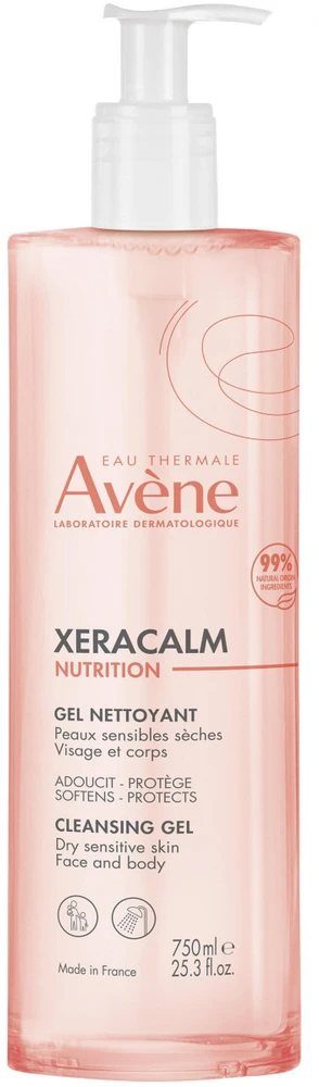 Avène XeraCalm Nutrition Cleansing Gel maitinantis valomasis gelis sausai ir jautriai veido / kūno odai, 750 ml