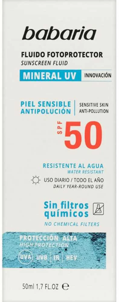 "Babaria Sun" mineralinis apsauginis kremas nuo saulės veidui su Spf50 50ml