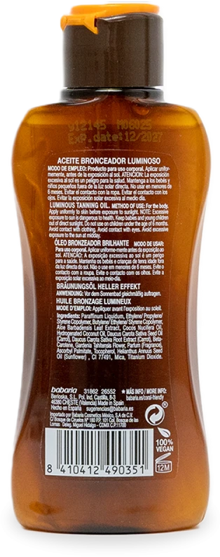 "Babaria" įdegio aliejaus gelis "Glowing Effect" 100ml