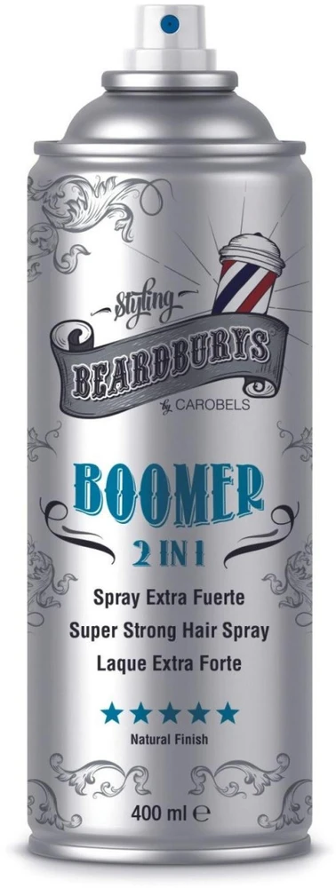 None Beardburys Boomer Lacquer 2 in 1 for Hair Extra Strong stiprios fiksacijos plaukų lakas, 400 ml