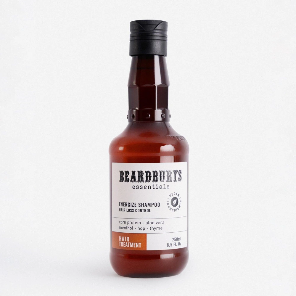 Beardburys Essentials Energize Šampūnas plaukų slinkimą mažinantis šampūnas, 250 ml