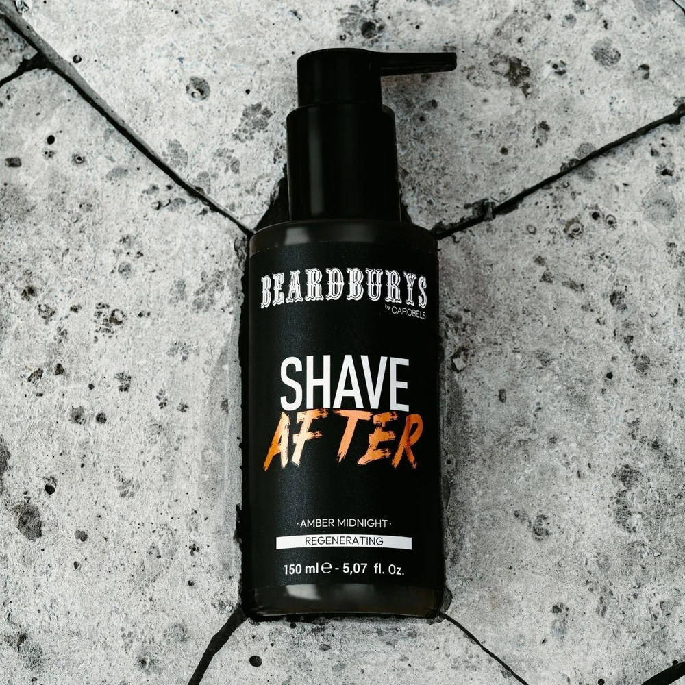 Beardburys Regenerating Shave After Amber Midnight kremas po skutimosi, 150 ml