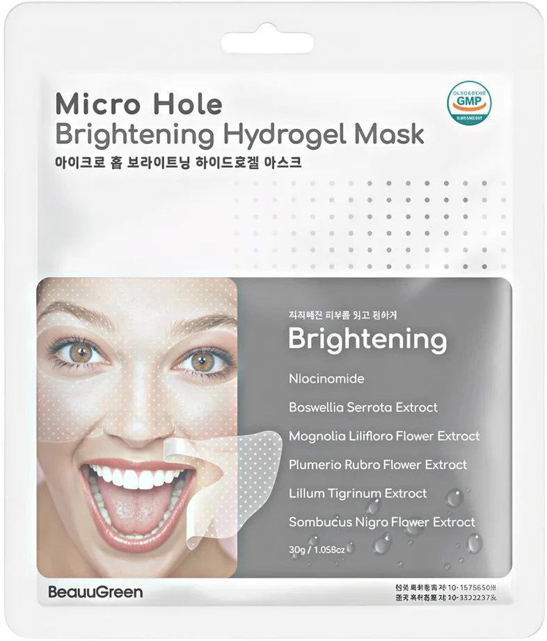 BEAUUGREEN BRIGHTENING HYDROGEL veido kaukė, 30 g