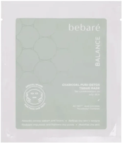 Bebaré Balance Charcoal Puri-Detox Tissue Mask detoksikuojanti lakštinė anglies kaukė, 23 ml