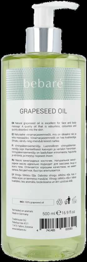 Bebaré Grapeseed Oil vynuogių sėklų aliejus, 500 ml