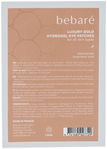 Bebaré Luxury Gold Eye Patches paakių padeliai, 1x 2 vnt.