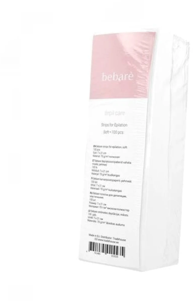 Bebaré Non-Woven Strips for Depilation, neuastinės juostelės depiliacijai, Soft,100 vnt.