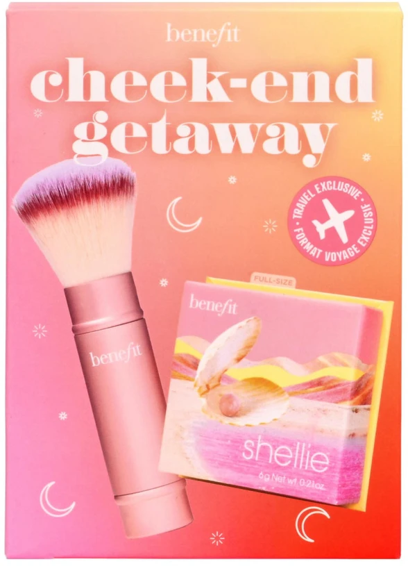 Benefit Cheek-End Getaway Set rinkinys (Shellie Blush skaistalai,6 g + Multitasking Cheek šepetėlis)