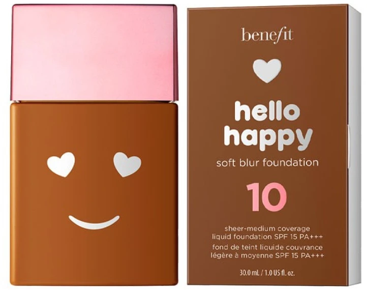 „Benefit Hello Happy Soft Blur Matte Finish“ skystas makiažo pagrindas „Deep Warm SPF 15“, 30 ml