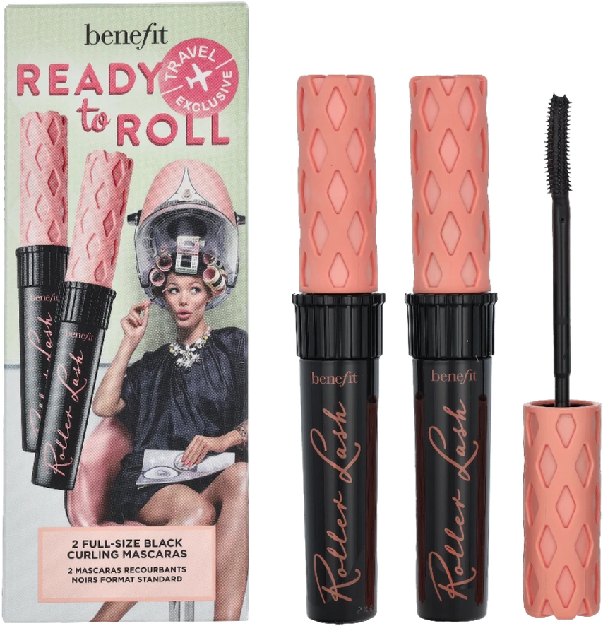 Benefit Ready To Roll Blakstienų tušas Duo Travel Set blakstienų tušų rinkinys, atspalvis: Juodas, 2 x 8,5g