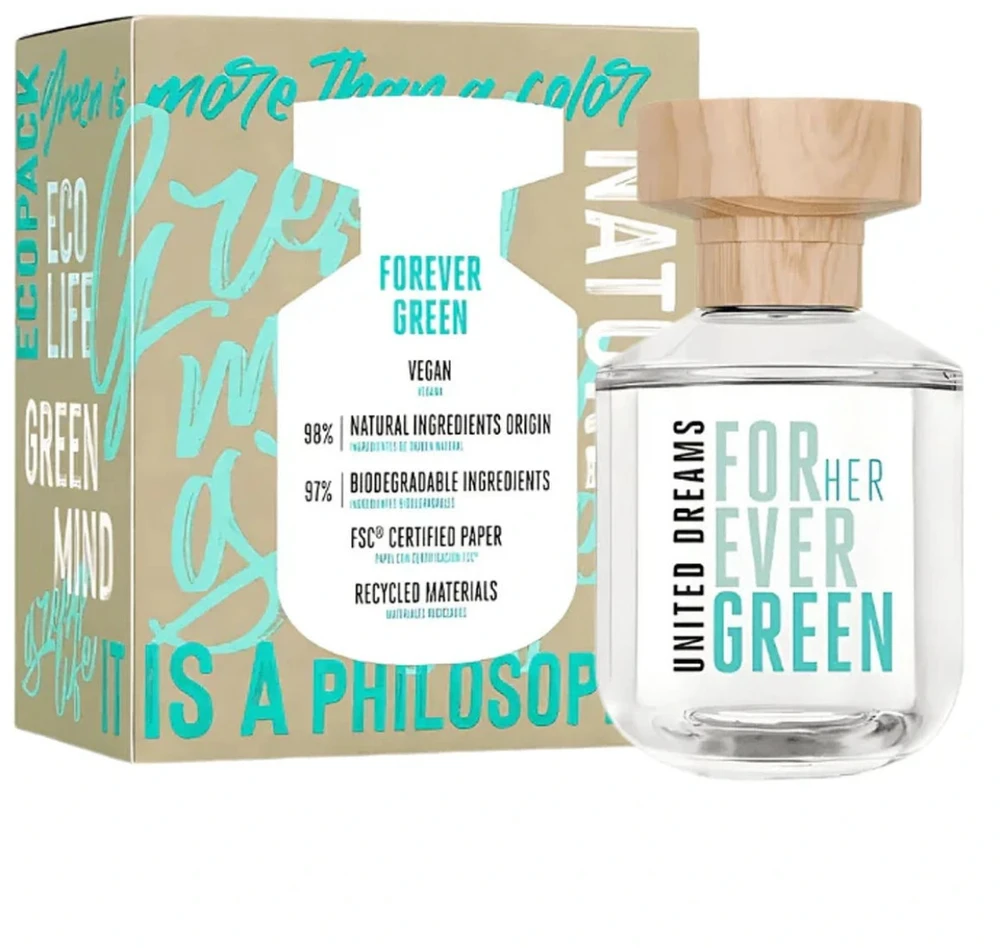 Benetton United Dreams Forever Žalias EDT tualetinis vanduo moterims, 80 ml